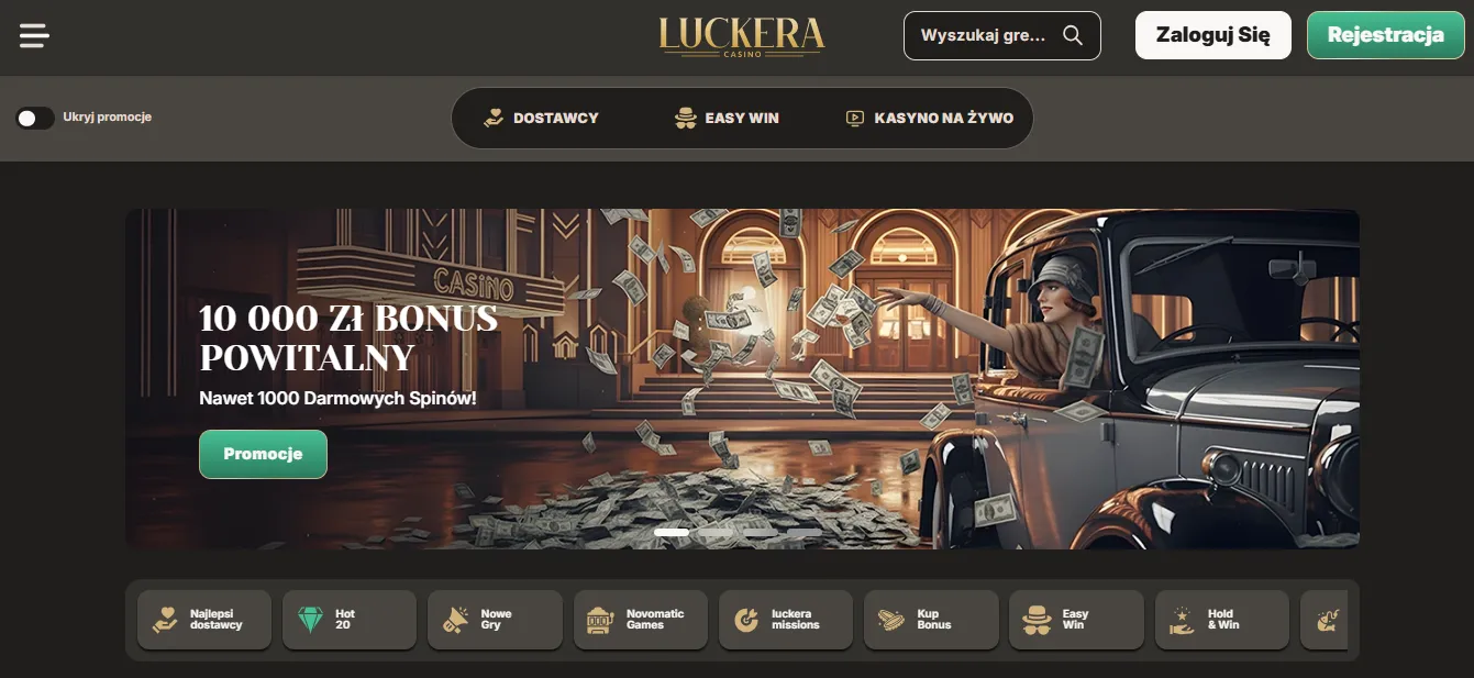 Luckera Casino no deposit bonus – pakiet powitalny z bonusami i darmowymi spinami